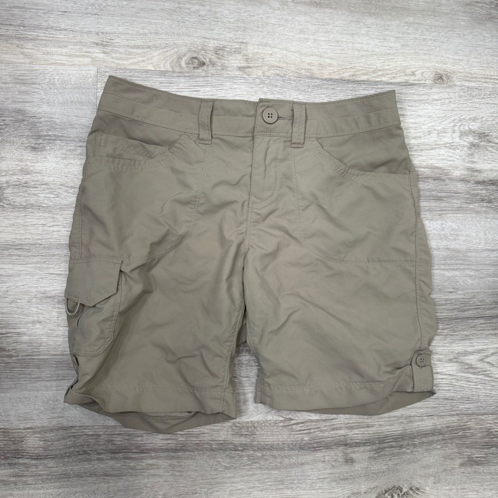 Mountain Hardwear Cargo Shorts Khaki Outdoor Hiking‎ Travel Womens 2 34